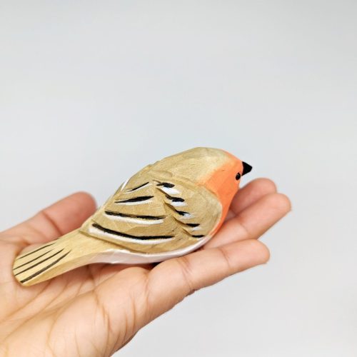 Orange Timber Bird Figurine