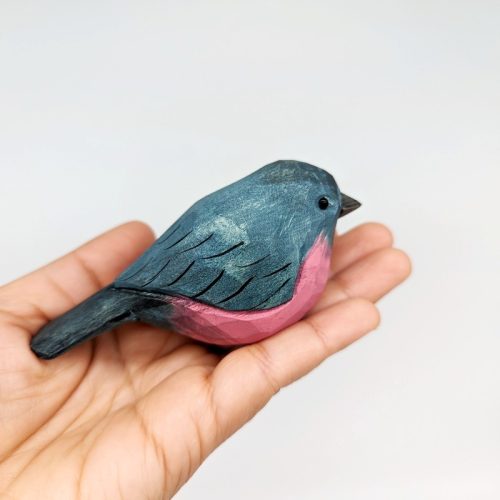 Blue Pink Timber Bird Figurine