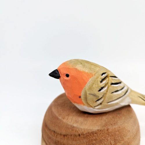 Orange Timber Bird Figurine