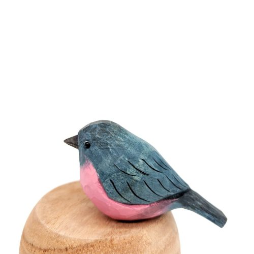 Blue Pink Timber Bird Figurine