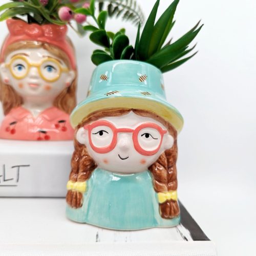 Girl with Bee Hat Planter Pot