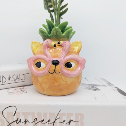 Pineapple Cat Bud Vase