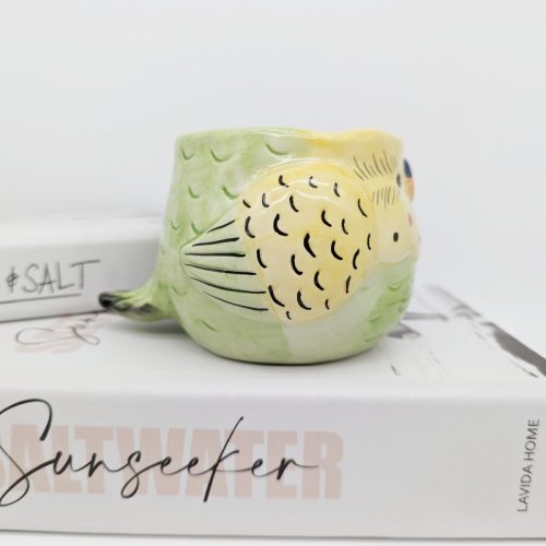 Green Budgie Bird Planter Pot