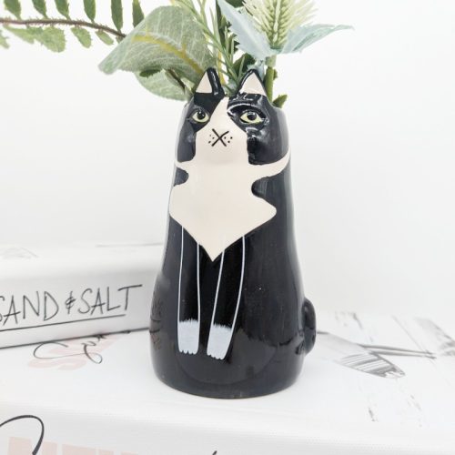 Black Cat Ceramic Vase