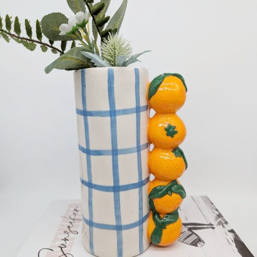 Stacked Orange Ceramic Vase