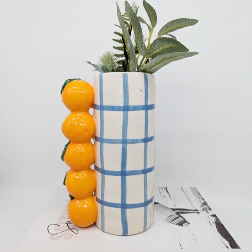 Stacked Orange Ceramic Vase