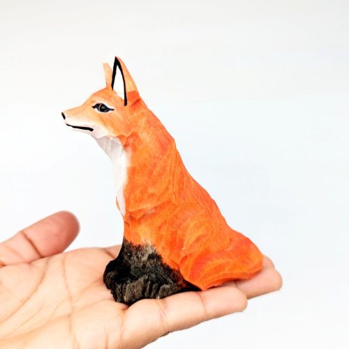 Sitting Fox Timber Figurine