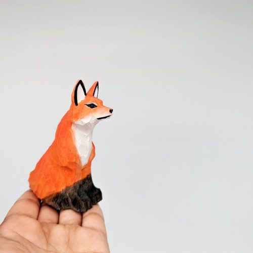 Sitting Fox Timber Figurine