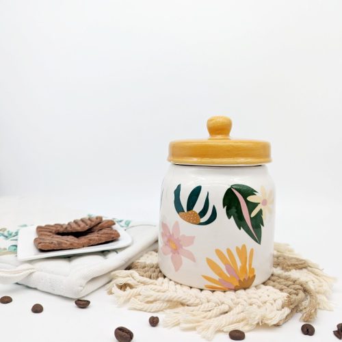 Floral Ceramic Coffee Tea Sugar Jar with Lid