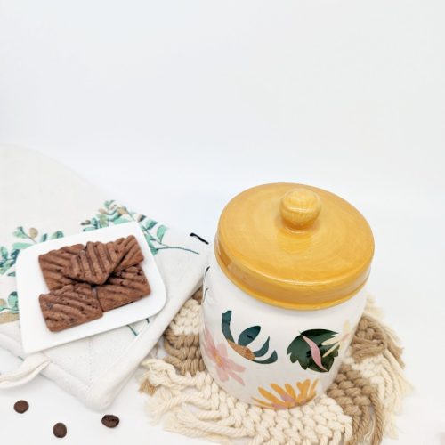 Floral Ceramic Coffee Tea Sugar Jar with Lid