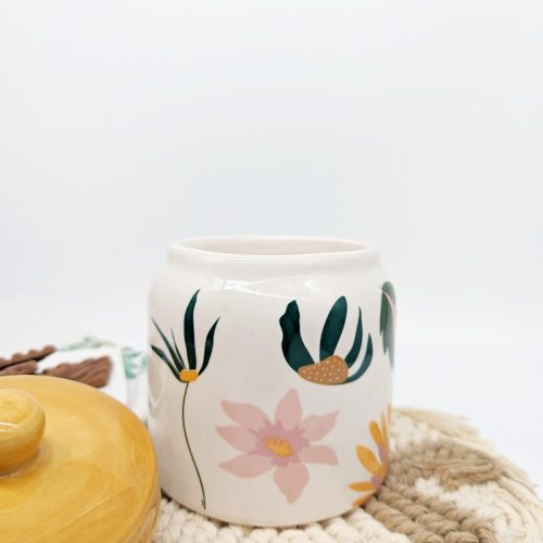 Floral Ceramic Coffee Tea Sugar Jar with Lid