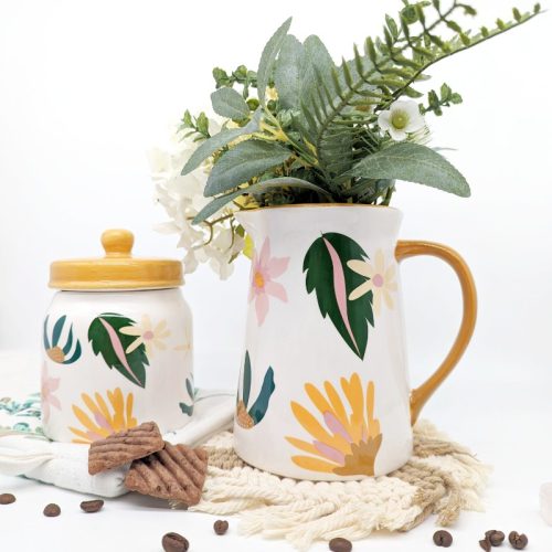 Floral Ceramic Coffee Tea Sugar Jar with Lid