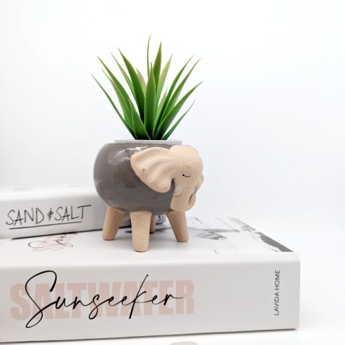 Grey Sandy Elephant Planter Pot