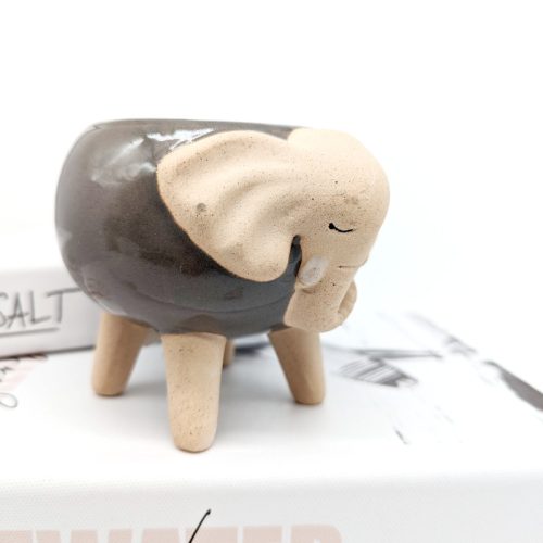 Grey Sandy Elephant Planter Pot