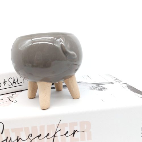 Grey Sandy Elephant Planter Pot