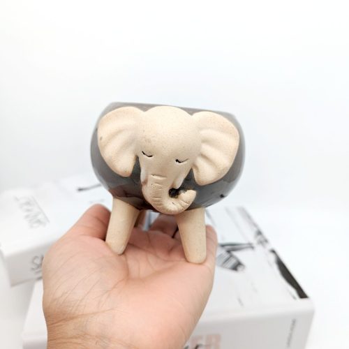 Grey Sandy Elephant Planter Pot