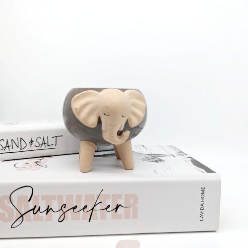 Grey Sandy Elephant Planter Pot