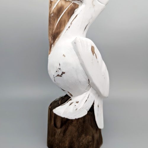 Pelican on Log Wood Statue Decor