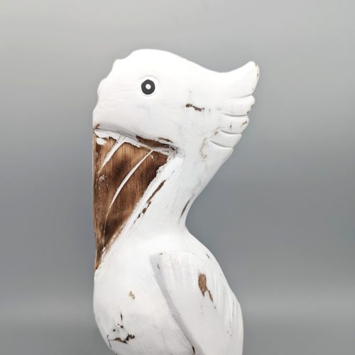 Pelican on Log Wood Statue Decor