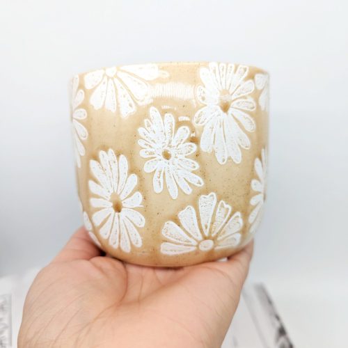 White Flowers Planter Pot