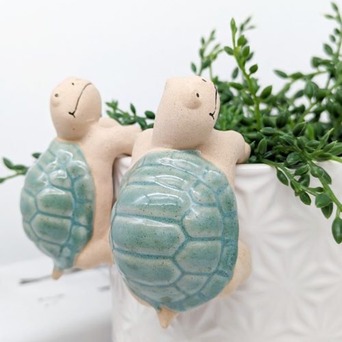 Green Turtle Pot Hanger Sitter - Set of 2