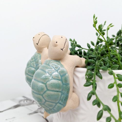 Green Turtle Pot Hanger Sitter - Set of 2