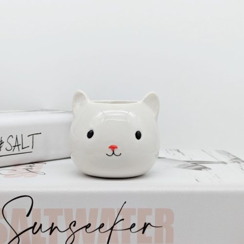 Tiny White Cat Succulent Planter Pot