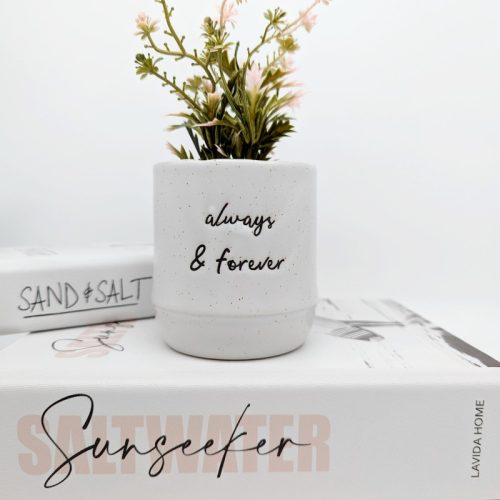 Always and Forever Ceramic Pot with Artificial Plant