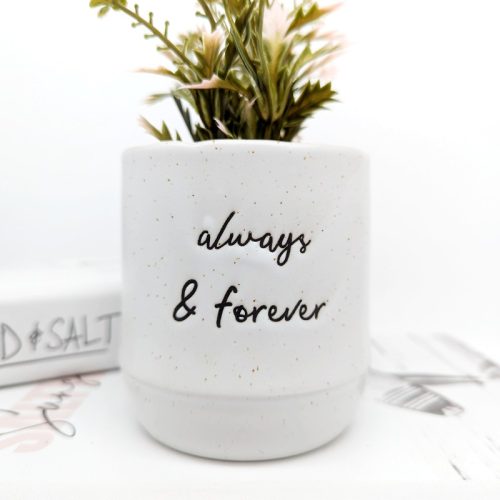 Always and Forever Ceramic Pot with Artificial Plant