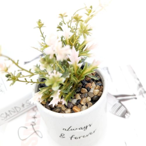 Always and Forever Ceramic Pot with Artificial Plant