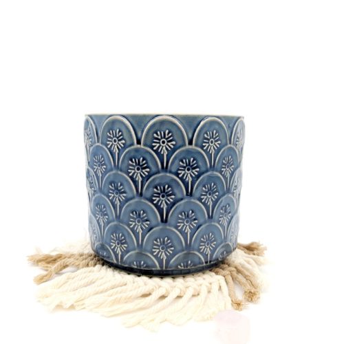 Blue Flower Ceramic Planter Pot