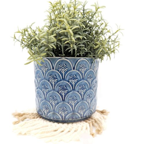 Blue Flower Ceramic Planter Pot