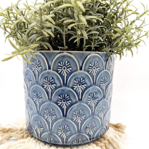 Blue Flower Ceramic Planter Pot