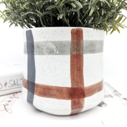 Check Lines Ceramic Planter Pot