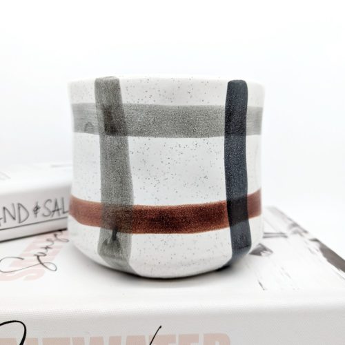 Check Lines Ceramic Planter Pot