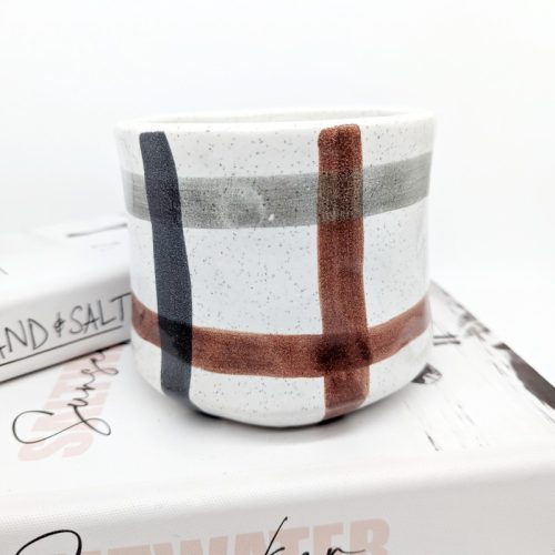 Check Lines Ceramic Planter Pot