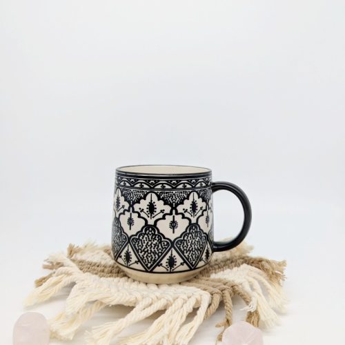 Floral Black Ceramic Tea Coffee Mug