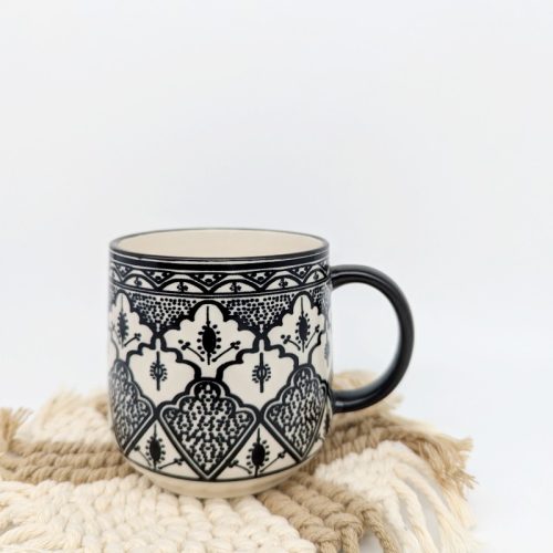 Floral Black Ceramic Tea Coffee Mug