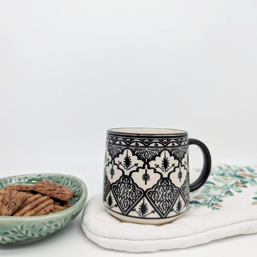 Floral Black Ceramic Tea Coffee Mug