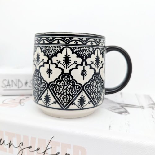 Floral Black Ceramic Tea Coffee Mug