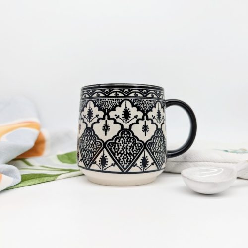 Floral Black Ceramic Tea Coffee Mug