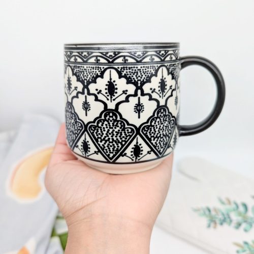 Floral Black Ceramic Tea Coffee Mug