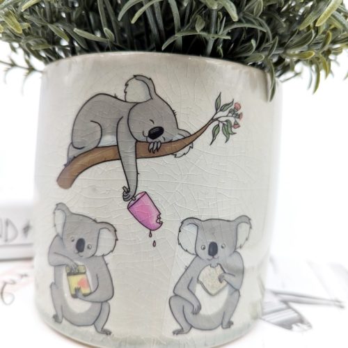 Funny Koala Crackle Planter Pot