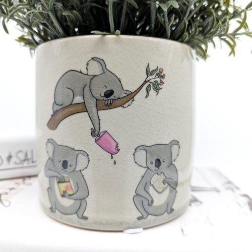 Funny Koala Crackle Planter Pot