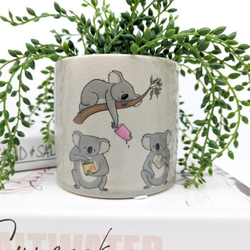 Funny Koala Crackle Planter Pot