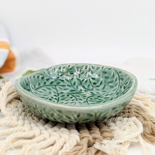 Leafy Green Small Ceramic Bowl