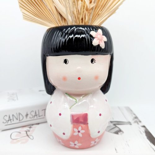 Japanese Doll Style Ceramic Planter Pot Vase