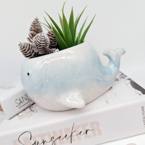 Aqua Whale Ceramic Planter Pot