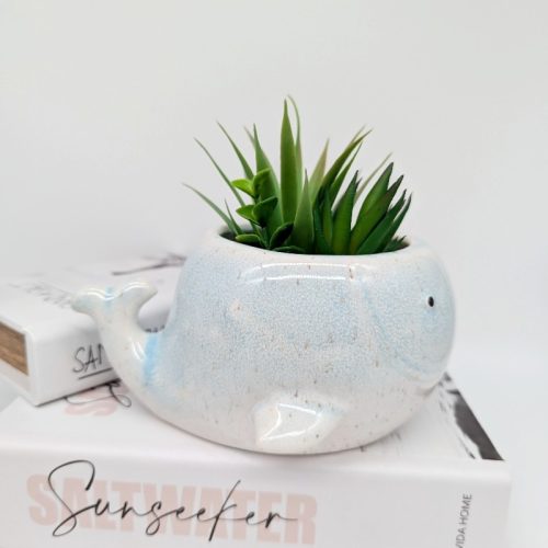 Aqua Whale Ceramic Planter Pot