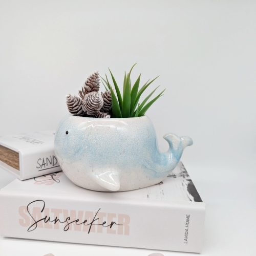 Aqua Whale Ceramic Planter Pot